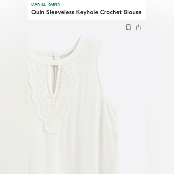 Daniel Rainn Quin Sleeveless Keyhole Crochet Blouse | Medium | White - Picture 11 of 11